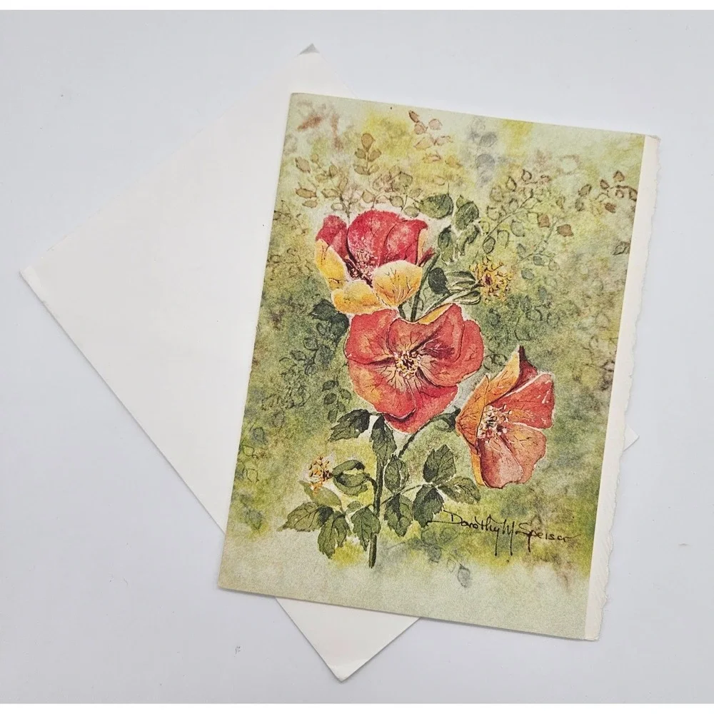 Vintage 1989 Dorothy M Speiser Moss Roses Birthday Card W. Light Designs Unused